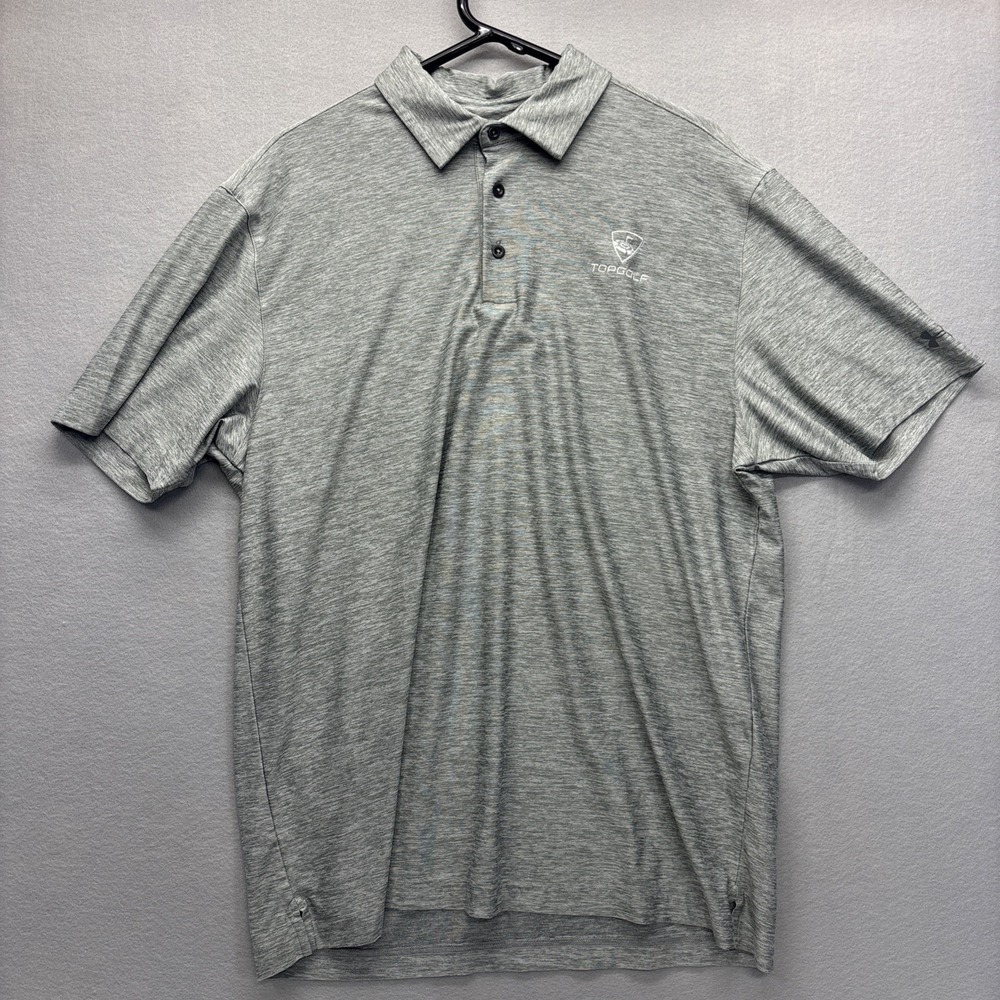 Under Armour Polo Topgolf Mens LG Gray Heather HeatGear Loose Fit